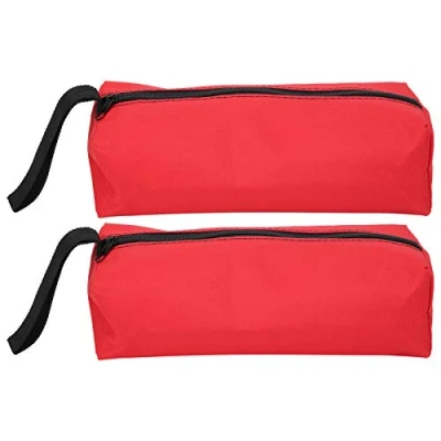 Image de 2 Pièces Petit Sac à Outils, 25 X 8,5 7cm Multifonctionnel Portable 600D Polyester Kits D&#039;outils de Rangement avec Sangle Suspendue et Fermeture Glissière (Rouge)