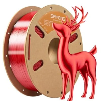 Image de Filament PLA ERYONE Ultra Silk pour imprimante 3D, 1,75 mm+/ 0,03 mm, 1 kg/bobine, rouge