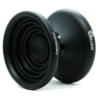 Image de YoyoFactory Bullseye Yo Noir (DNA Trucs, Yoyo en métal, Ficelle, Roulement à Billes et Instructions Incluses)