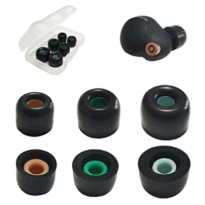 Image de Embouts en mousse à mémoire de forme pour écouteurs Sony WF 1000XM4/WF 1000XM5 C500 LinkBuds S 1000XM4 rechange étui chargement 3 paires LMS Noir