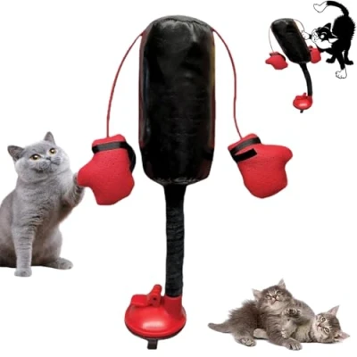 Image de Cat Punching Bag Toy,Cat Boxing Toy,Boxing Catnip Toy,2024 New with Gloves Toy,Interactive Kitten Toys Bag,Punching Play Gym for Kittyweight Champions