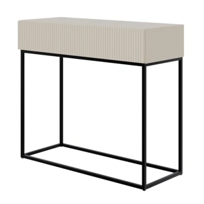 Image de Table console avec tiroir VELDIO debout 90 cm grėge pieds noirs