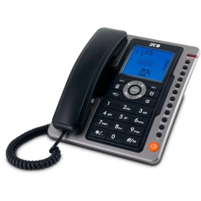 Image de SPC Office Pro Téléphone Fixe Filaire alimenté par Piles avec Grand écran Lumineux, 7 mémoires directes, identificateur d’Appel et Mains Libres Noir