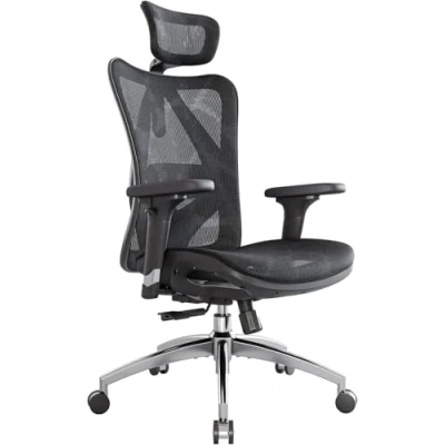 Image de SIHOO Chaise de Bureau Ergonomique pour Ordinateur avec appuie tête réglable, Dossier et accoudoirs en Maille Noir Mesh Chiar