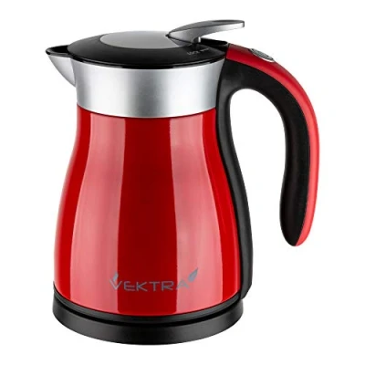 Image de Vektra Series 1 bouilloire électrique isotherme à double paroi en acier inoxydable 1.2L, rouge, sans bpa, prise EU