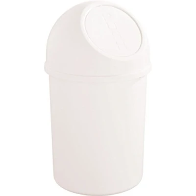 Image de helit Poubelle h2401005 avec rabat à pression, 6 l, blanc