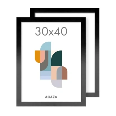 Image de ACAZA 2 Cadres Photo, Format 30x40 cm, en Bois MDF, Noir