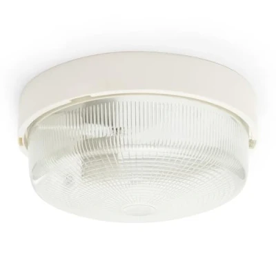 Image de Velamp BIGBOB B Applique/plafonnier Rond 22cm. en Plastique + Verre. Culot 1x E27 Max 60W. LED Compatible. IP44: pour intérieur ou extérieur. balcons, garages, vérandas, 60 W, Blanc