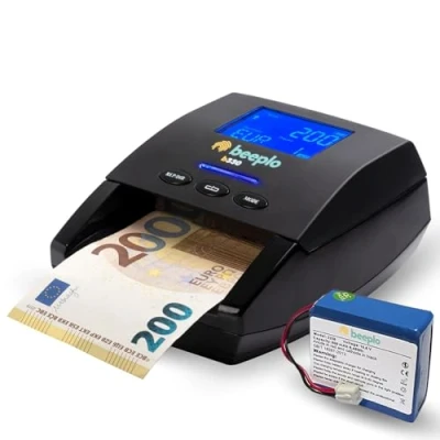 Image de beeplo b330 Détecteur de Faux Billets Détection 100% Fiable Vérification Automatique 5 Devises EUR, GBP, CHF, NOK, SEK (Avec Batterie) Garantie 4 Ans