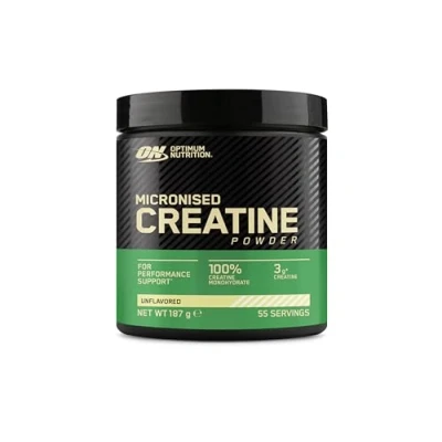 Image de Optimum Nutrition Micronised Creatine Powder, Créatine Monohydrate en Poudre 100% Pure pour la Performance et Puissance Musculaire, non aromatisé, 55 Portions, 187 g