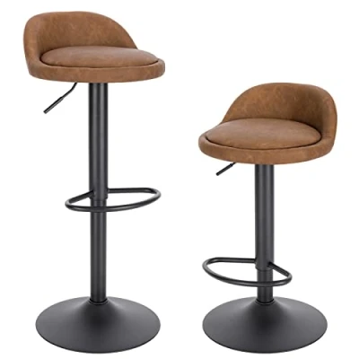 Image de EUGAD Tabouret de Bar Lot 2 Chaise en Similicuir Comptoir Pivotant Hauteur Réglable, avec Dossier et Repose Pieds du Siège 61 82cm Anthracite 0913BY