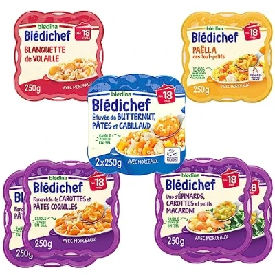 Image de Blédina Blédichef 8 petits plats pour bébé Repas midi et soir Dès 18 Mois 5 recettes Pack de