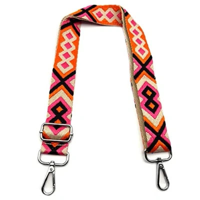 Image de Sangle Réglables de Sac à Main Rose Noir Orange Bandouliere pour Rechange Colorée avec Mousqueton Argent 3.8cm Remplacement Femme Bretelles Larges Accessoire Filles DIY, 5