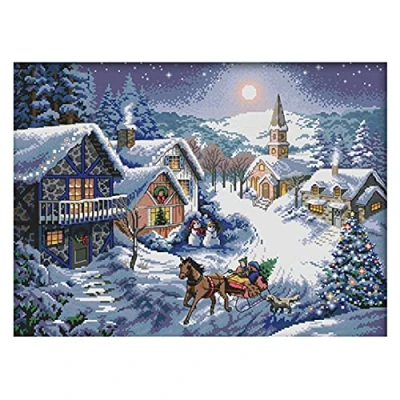 Image de Cukol Canevas Broderie Point de Croix Kit Complet Adulte Debutant Noel, Compté Imprimé Enfant Débutant Adulte, Avec Fils au Modele