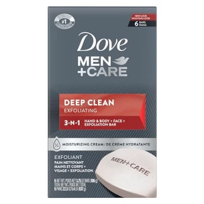 Image de Dove Men+Care Body and Face Bar, Deep Clean 4 oz, 6 Bar by