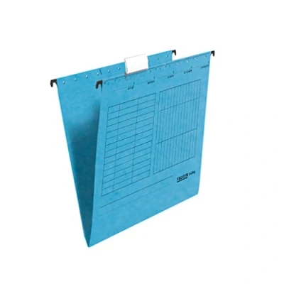 Image de Falken Lot de 5 dossiers suspendus UniReg. Fabriqués en Allemagne. carton recyclé pour format A4 ouverts sur le côté bleu Ange Idéal rangement des feuilles vrac au bureau et