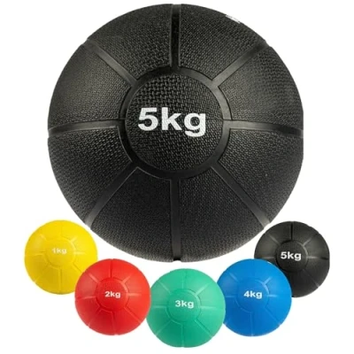 Image de MATCHU Médecine Ball Medicine Caoutchouc Solide Disponible en 1, 2, 3, 4 et 5 KG Jaune, Rouge, Vert, Bleu, Noir (Noir KG)