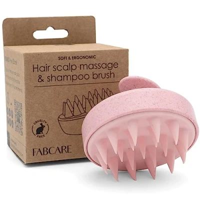 Image de ​​Brosse Cuir Chevelu FABCARE Masseur Pousse Cheveux Paille de Blé &amp; Silicone Gommage Humides Secs Circulation Sanguine, Nettoyage et Soins Sec