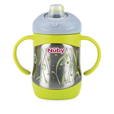 Image de Nûby Thermos Gourde en Acier Inoxydable avec Anses/Bec Souple Anti Goutte/Couvercle Intégré 220 ml ID10260