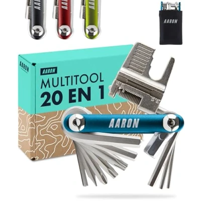 Image de AARON Outil multifonction 20 en 1 pour vélo acier inoxydable/aluminium Mini de pliable avec nombreuses fonctions pratique bleu
