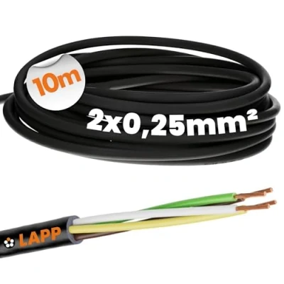 Image de Lapp 1030217 LiYY Câble de commande en PVC 10 m 2 x 0,25 mm² Noir I LED fils données signal soudable