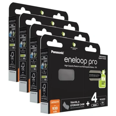 Image de Panasonic 5410853065050 Eneloop Pro Batterie Noire R03/AAA BK 4HCDE (Min. 930 mAh) 4 (+ boîte)