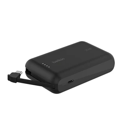 Image de Belkin BoostCharge Batterie Externe 10 000 mAh Portable avec câble intégré (PD 20 W, Recharge Rapide USB C Power Delivery, pour Tous Les modèles de l&#039;iPhone 16/15, iPad Pro, Galaxy S24, etc.)