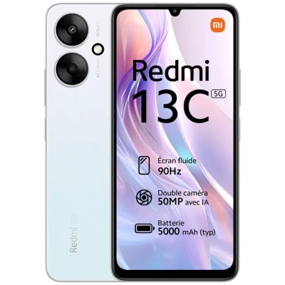 Image de Smartphone XIAOMI Redmi 13C 5G 128 Go Argent Écran 90 Hz Triple caméra 50MP avec IA