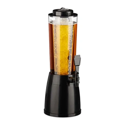 Image de Relaxdays Distributeur de bière, Robinet Poussoir, 2,5 L, tireuse à Boissons, réfrigération, Transparent Noir