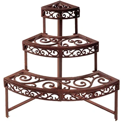 Image de Esschert Bph32 Etagere Quarter Round Fonte Marron 66 x 49 cm