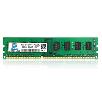Image de Motoeagle Mémoire vive 4 Go 2Rx8 PC3L 12800U 1600 MHz DDR3 DIMM RAM DDR3L 1,35 V CL11 PC3 12800 240 broches non ECC pour ordinateur de bureau