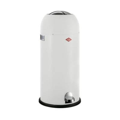 Image de WESCO Kickmaster Maxi Poubelle de couleur blanc mat, tôle d&#039;acier revêtue par pulvérisation, amortisseur intégré, volume 40 litres, grande ouverture