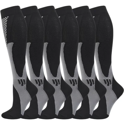 Image de Chaussettes de compression (3 paires) pour homme Circulation 20 30 mmhg Bas médicale (L XL, Noir)