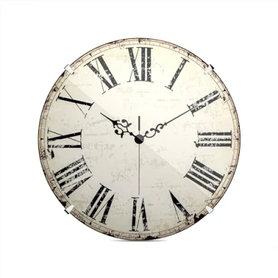 Image de Mebus Horloge Murale Vintage avec Chiffres Romains I sans Bruit de tic tac grâce au Mouvement à Quartz précis Couvercle en Verre dôme Diamètre : 35 cm Taille Antique