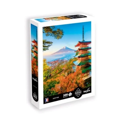 Image de Sentosphere Calypto 3907305 Mount Fuji XL 500 Soft Touch, Grandes pièces de Puzzle avec Surface veloutée, pour Adultes et Enfants à partir 8 Ans, Japon, Automne, pagode