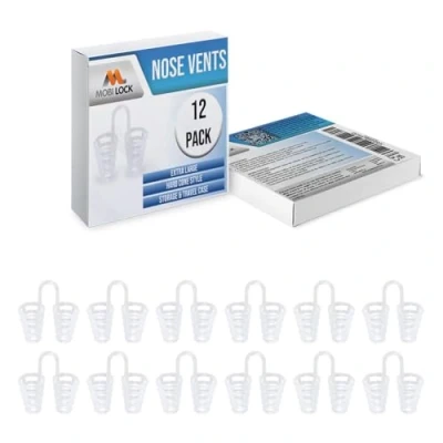 Image de Aérateur dilatateur de sinus nasal (Lot 12 XL) Aérateurs en cône dur Une solution simple pour les ronfleurs du nez Dispositif réduction des ronflements réutilisable Mobi Lock