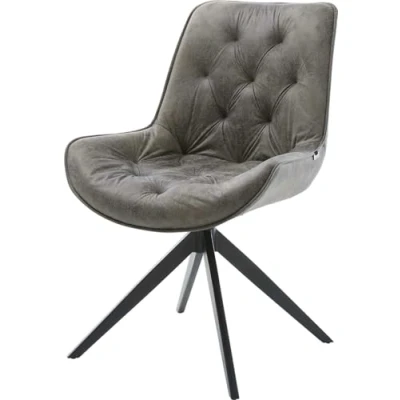 Image de Chaise pivotante Taimi Flex microvelours gris antique pied croisé large noir pivotement sur 360 fonction bascule
