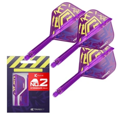 Image de Target Darts Luke Littler Champion du Monde K Flex Flights and Shaft System, No.2 Le Nuke 2025 Edition Kflex, Tous dans Un Volutes et Tiges Intégrés (Pack de 3) Intermédiaire, 26mm