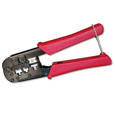 Image de PremiumCord Pince à sertir pour câble de téléphone et réseau 4,6,8 Fils Universelle RJ11 RJ12 RJ45, Couleur Rouge Noir