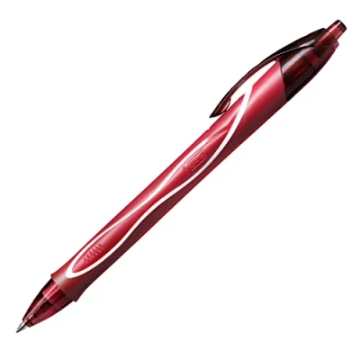 Image de BIC Gel ocity Quick Dry Stylos Rétractables Séchage Ultra Rapide Pointe Moyenne (0,7 mm) Rouge, Boîte de 12