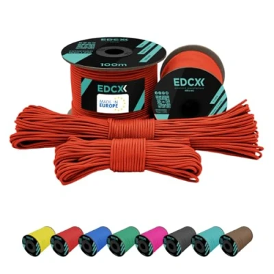 Image de EdcX 2 mm Nylon Paracord 275 (15, 30, 50 and 100 m) 100% Rope, 3 Strand Cord, Cord in Many Colours (Sofit Orange, 15