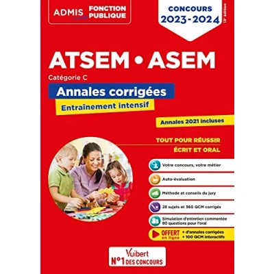 Image de Concours ATSEM et ASEM Catégorie C Annales corrigées: Agent (territorial) spécialisé des écoles maternelles 2023 2024