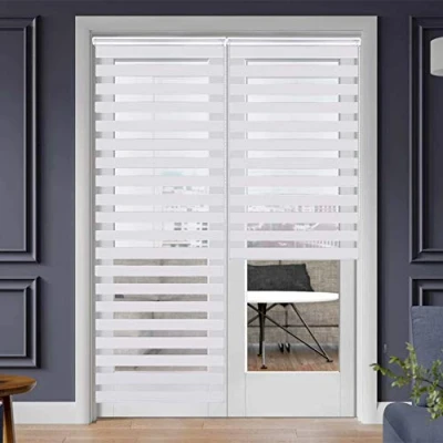 Image de SMONTER Store enrouleur zébré facile à fixer, rideaux de jour et nuit avec accessoires d&#039;installation (95 x 230 cm, blanc)