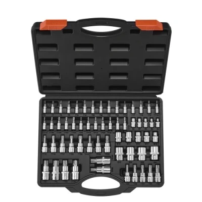Image de VEVOR Jeu de Douilles Torx et Externes 60PCs, T6 T70, TT6 TT70, TP8 TP60, E4 E24, Entraînements 1/4, 3/8 1/2 po (6,35 mm, 9,5 12,7 mm), en Acier Allié S2 Cr V, avec Coffret