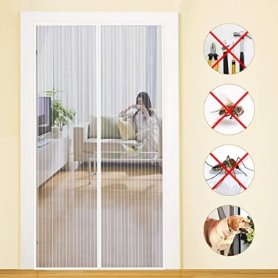 Image de MYCARBON Moustiquaire Porte Fenêtre Aimantée 90x230cm Maille Ultra Fine Fermeture Automatique Magnétique Rideau Anti Mouche Insecte avec Ruban Adhésif, Blanc