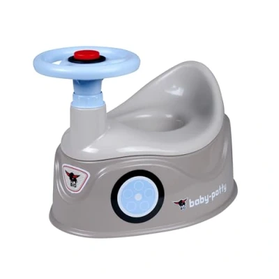 Image de BIG Spielwarenfabrik Grand Pot d&#039;apprentissage au Design de Voiture Bobby avec Volant Dossier Haut, Insert Amovible, pour Enfants à partir 18 Mois, 800054801, Gris