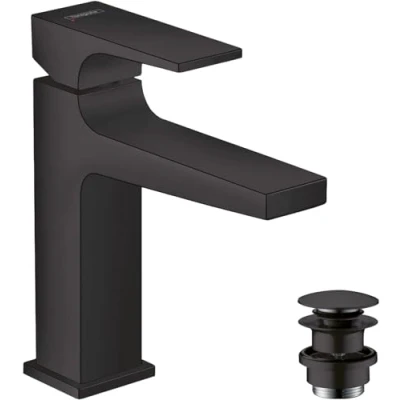 Image de hansgrohe Metropol Mitigeur de lavabo 110 poignée manette, bonde Push Open, noir mat, 32507670