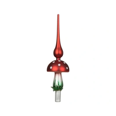 Image de Kaemingk Pointe de sapin Noël en verre Champignon mouche 31 cm haut exceptionnelle décoration et Rouge blanc