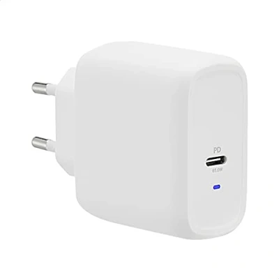 Image de Amazon Basics Chargeur mural USB C 1 port 65 W, GaN, pour ordinateurs portables, tablettes et téléphones portables avec alimentation secteur Blanc 5,61 x 2,87 5 cm