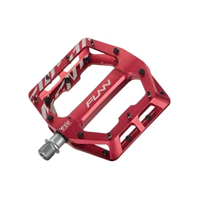 Image de Funn Funndamental Pédales Plates de vélo à Plateforme Large pour BMX/VTT, Adhérence réglable Une stabilité exceptionnelle, Axe CrMo 9/16 Pouces (Rouge)